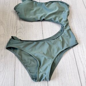 Women's High-Cut Scoop One-Piece Swimsuit in Sage Green